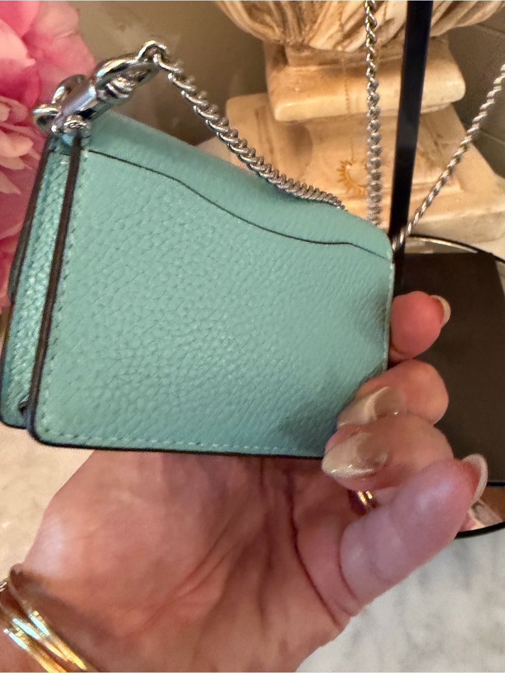 Coach Pebble Leather Mini Crossbody - Aqua Blue like new - Picture 11 of 17
